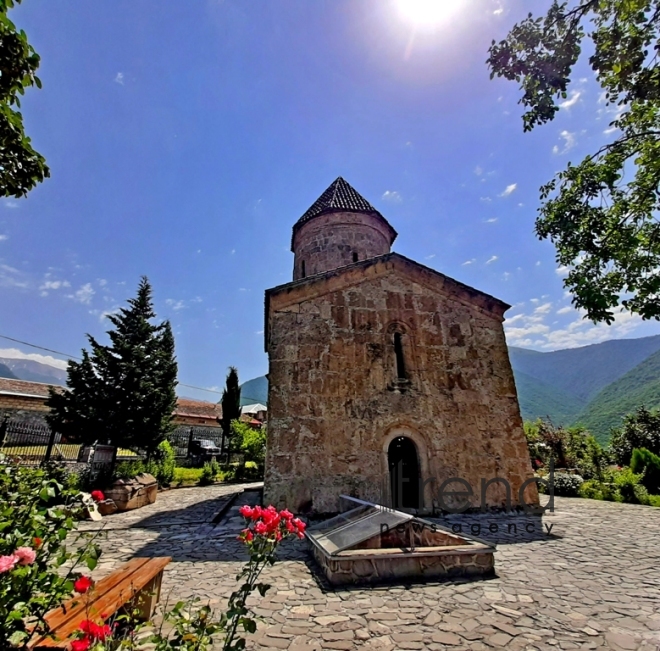 Albanian church in Kish village. Azerbaijan Sheki July 3 2019 
