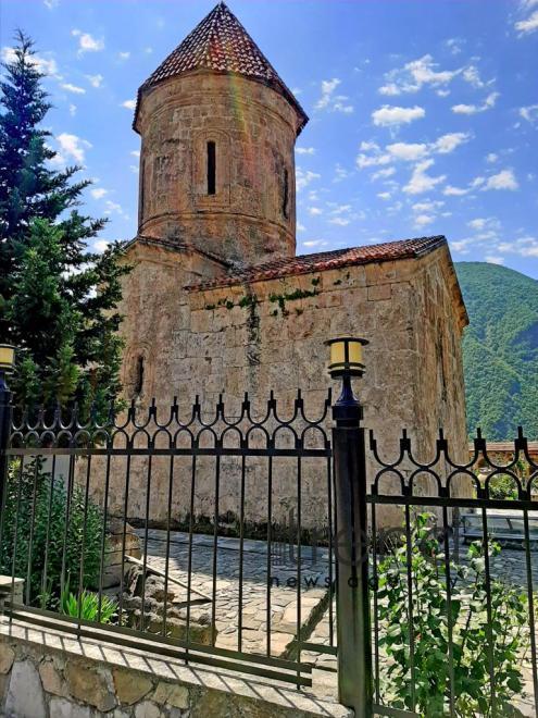 Albanian church in Kish village. Azerbaijan Sheki July 3 2019 
