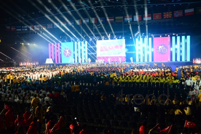 Enchanting opening ceremony of XV Summer European Youth Olympic Festival in Baku.Azerbaijan, Baku, 21 July 2019

