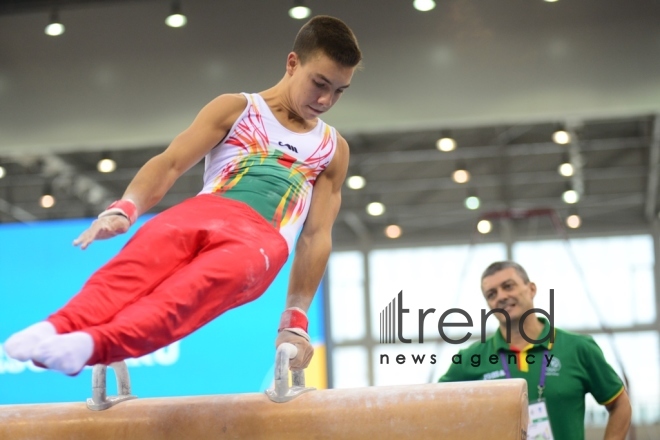 EYOF Bakı 2019  Milli Gimnastika Arenasında idman gimnastikası üzrə yarışlara start verilib.Azərbaycan, Bakı 23 iyul 2019