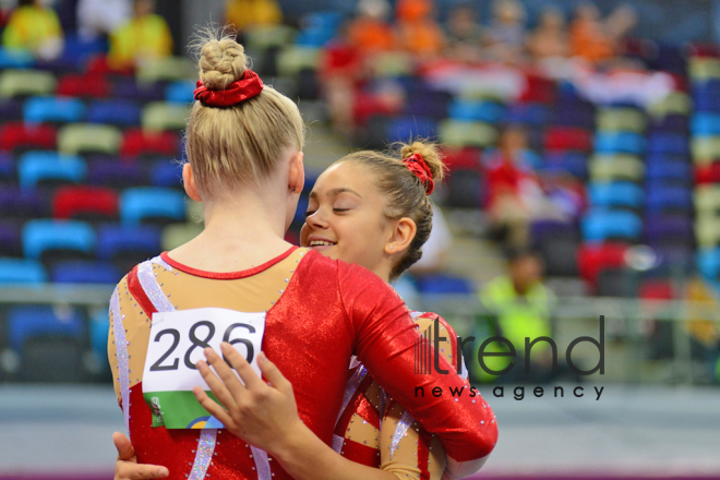 EYOF Bakı 2019 Milli Gimnastika Arenasında idman gimnastikası üzrə yarışların 2-ci günü başlayıb.Azərbaycan, Bakı 24 iyul 2019