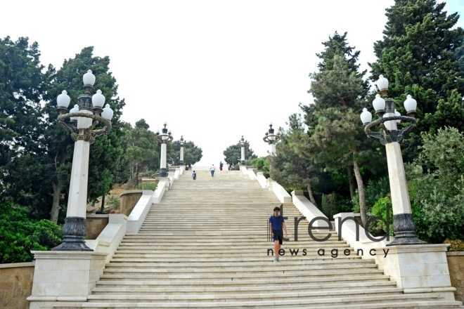 Highland Park with magnificent view of Baku city.Azerbaijan, Baku, august 6 , 2019