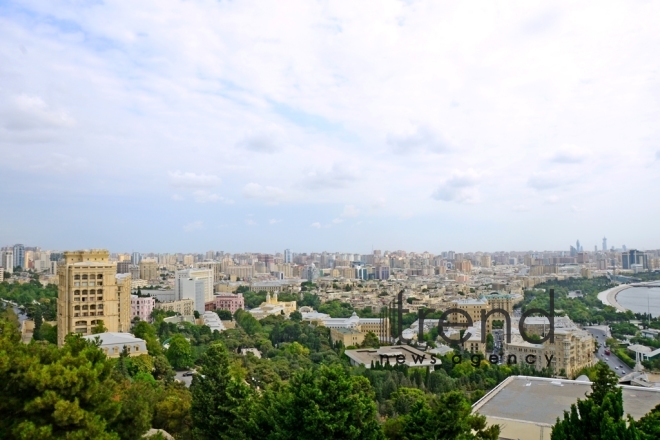 Highland Park with magnificent view of Baku city.Azerbaijan, Baku, august 6 , 2019