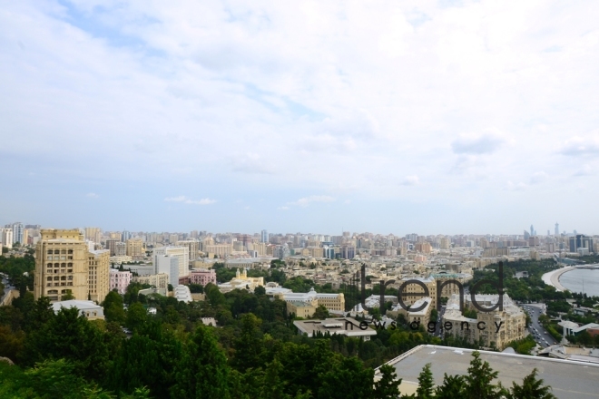 Highland Park with magnificent view of Baku city.Azerbaijan, Baku, august 6 , 2019