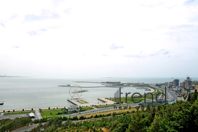 Highland Park with magnificent view of Baku city.Azerbaijan, Baku, august 6 , 2019