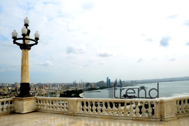 Highland Park with magnificent view of Baku city.Azerbaijan, Baku, august 6 , 2019