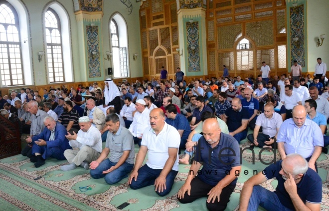 Eid prayer performed in all mosques in Azerbaijan on occasion of Kurban  holiday.Azerbaijan, Baku, august 12 , 2019 
