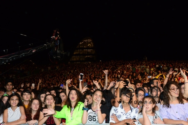 Concert of pop stars to be held in Heydar Aliyev Center park.Azerbaijan, Baku, august 26 , 2019

