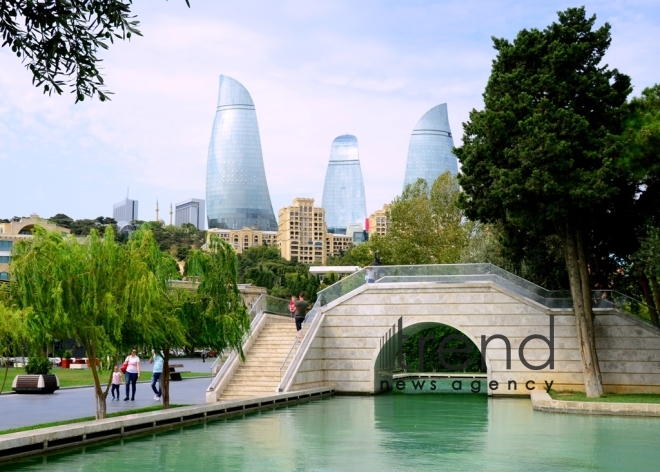 Admirable Baku Boulevard.Azerbaijan, Baku, september 6 , 2019