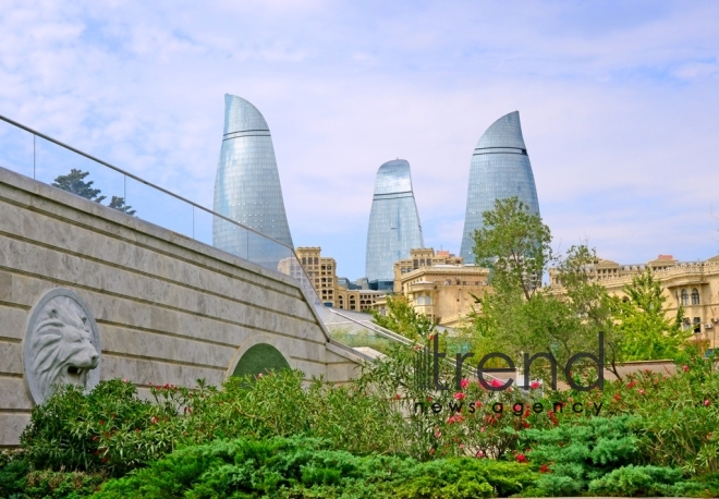 Admirable Baku Boulevard.Azerbaijan, Baku, september 6 , 2019