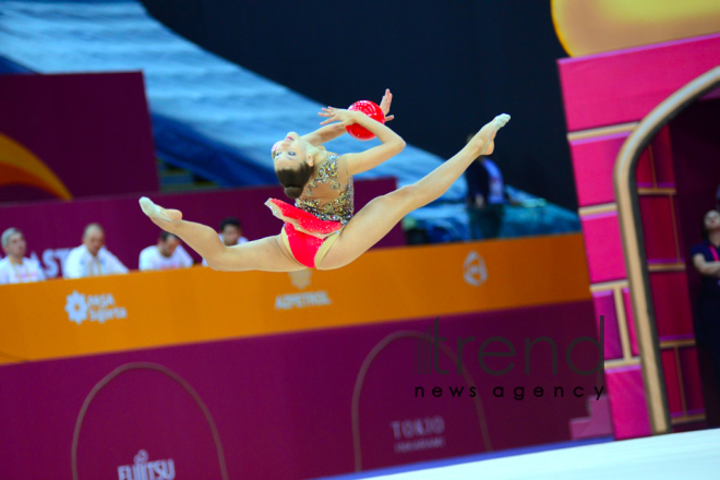 Bakıda bədii gimnastika üzrə 37-ci dünya çempionatının  2-ci günü start götürüb.Azərbaycan, Bakı, 17 sentyabr 2019
