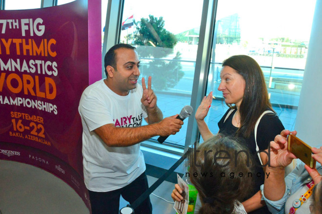 Bakıda Yana Batırşinanın gimnastika lenti hərracda 2500 avroya satıldı.Azərbaycan, Bakı, 18 sentyabr 2019
