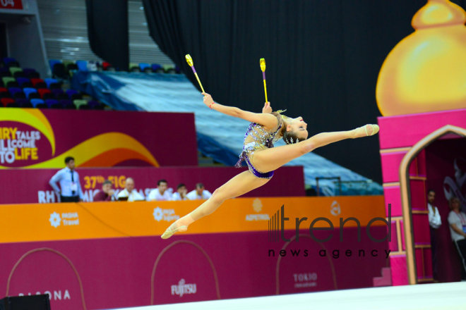 Bədii gimnastika üzrə 37-ci dünya çempionatının 4-cü günü start götürüb.Azərbaycan, Bakı, 19 sentyabr 2019