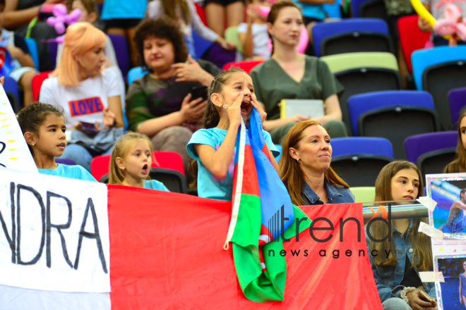 Bədii gimnastika üzrə 37- ci dünya çempionatının çoxnövçülük üzrə finalı start götürüb. Azərbaycan, Bakı, 20 sentyabr 2019