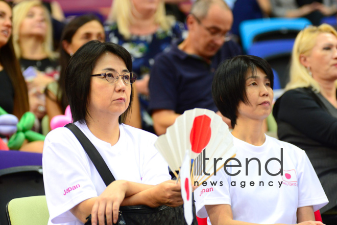 Bədii gimnastika üzrə 37- ci dünya çempionatının çoxnövçülük üzrə finalı start götürüb. Azərbaycan, Bakı, 20 sentyabr 2019