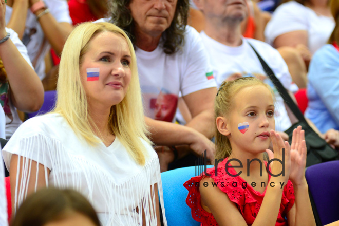 Bədii gimnastika üzrə 37- ci dünya çempionatının çoxnövçülük üzrə finalı start götürüb. Azərbaycan, Bakı, 20 sentyabr 2019