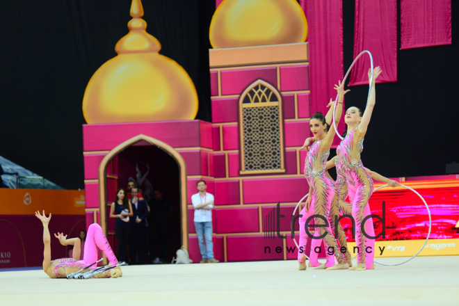 Bakıda bədii gimnastika üzrə dünya çempionatının 6-cı günü start götürüb.Azərbaycan, Bakı, 21 sentyabr 2019