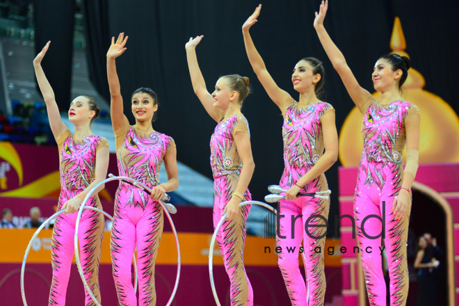 Bakıda bədii gimnastika üzrə dünya çempionatının 6-cı günü start götürüb.Azərbaycan, Bakı, 21 sentyabr 2019