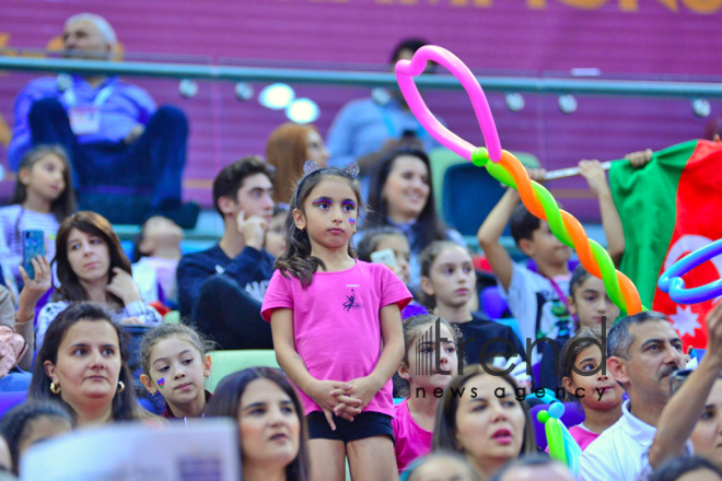 Bakıda keçirilən bədii gimnastika üzrə 37-ci Dünya Çempionatının təntənəli bağlanış mərasimi olub.Azərbaycan, Bakı, 22 sentyabr 2019