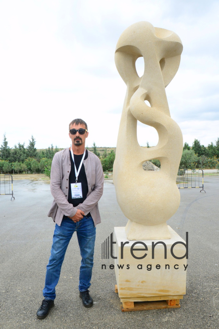 Sculptures by participants of int’l symposium presented as part of Nasimi Festival. Azerbaijan, Baku, September 30  2019.
