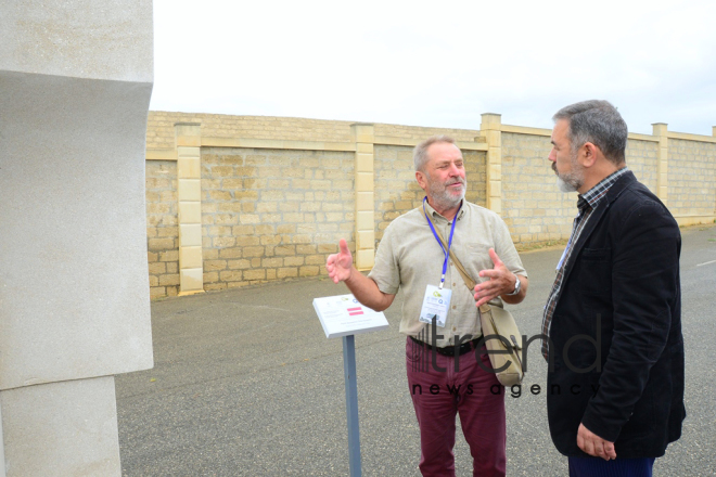 Sculptures by participants of int’l symposium presented as part of Nasimi Festival. Azerbaijan, Baku, September 30  2019.
