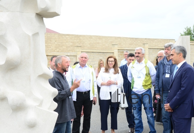 Sculptures by participants of int’l symposium presented as part of Nasimi Festival. Azerbaijan, Baku, September 30  2019.
