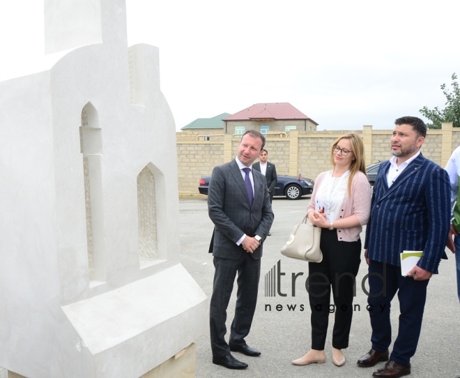 Sculptures by participants of int’l symposium presented as part of Nasimi Festival. Azerbaijan, Baku, September 30  2019.
