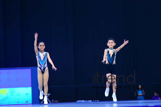 Milli Gimnastika Arenasında bədii və aerobika gimnastikası yarışları davam edir.Azərbaycan, Bakı, 12 oktyabr 2019