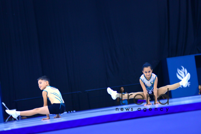 Milli Gimnastika Arenasında bədii və aerobika gimnastikası yarışları davam edir.Azərbaycan, Bakı, 12 oktyabr 2019