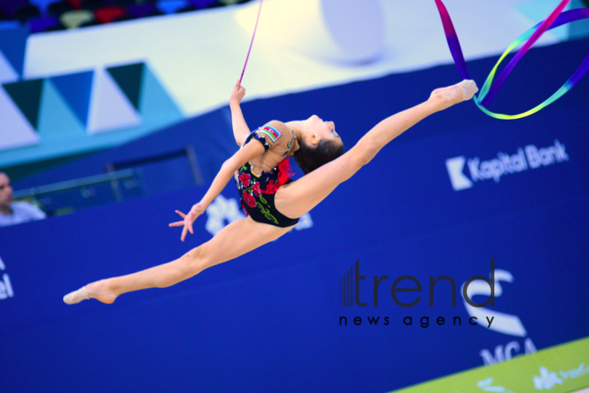 Milli Gimnastika Arenasında bədii və aerobika gimnastikası yarışları davam edir.Azərbaycan, Bakı, 12 oktyabr 2019