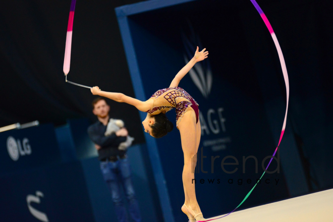 Milli Gimnastika Arenasında bədii və aerobika gimnastikası yarışları davam edir.Azərbaycan, Bakı, 12 oktyabr 2019