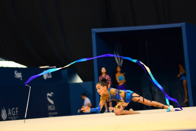 Milli Gimnastika Arenasında bədii və aerobika gimnastikası yarışları davam edir.Azərbaycan, Bakı, 12 oktyabr 2019