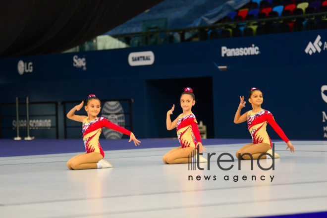 Milli Gimnastika Arenasında bədii və aerobika gimnastikası yarışları davam edir.Azərbaycan, Bakı, 12 oktyabr 2019