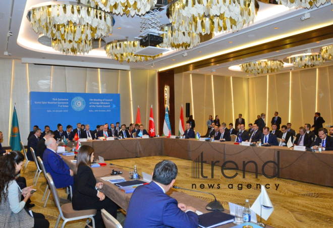 Meeting of he Foreign Ministers of Turkic Council states underway in Baku.Azerbaijan, Baku, осtober 14  2019
