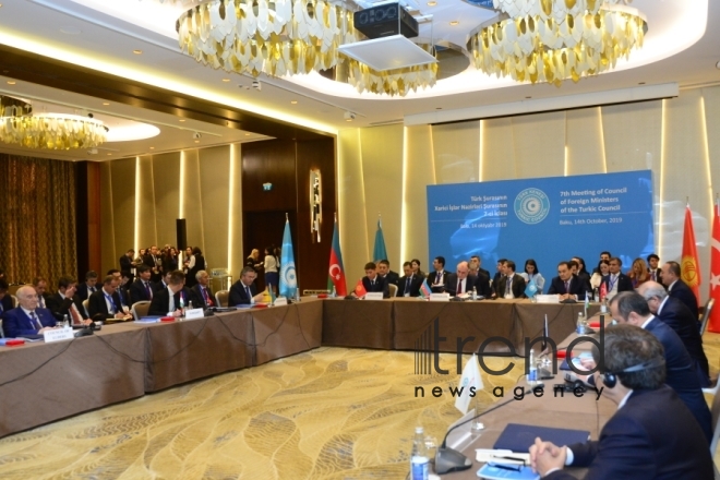 Meeting of he Foreign Ministers of Turkic Council states underway in Baku.Azerbaijan, Baku, осtober 14  2019
