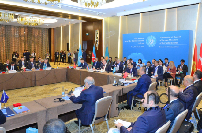 Meeting of he Foreign Ministers of Turkic Council states underway in Baku.Azerbaijan, Baku, осtober 14  2019
