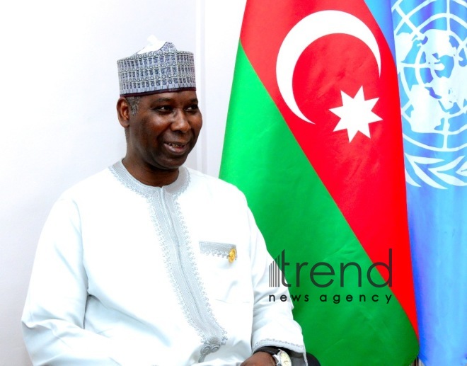 President of the United Nations General Assembly Tijjani Muhammad-Bande.Azerbaijan, Baku, осtober 29  2019