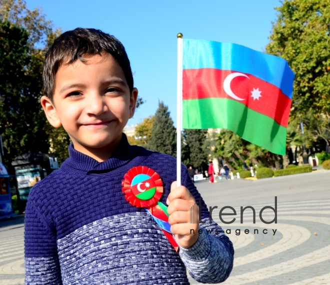 National Flag Day: Holiday mood in Baku..Azerbaijan, Baku, 9 november 2019