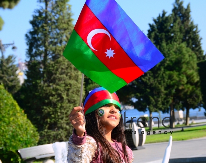 National Flag Day: Holiday mood in Baku..Azerbaijan, Baku, 9 november 2019