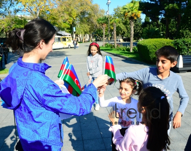 Bakıda Bayraq Günü əhval-ruhiyyəsi.Azərbaycan, Bakı, 9 noyabr 2019