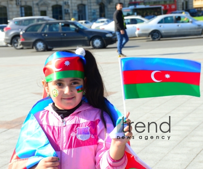 National Flag Day: Holiday mood in Baku..Azerbaijan, Baku, 9 november 2019