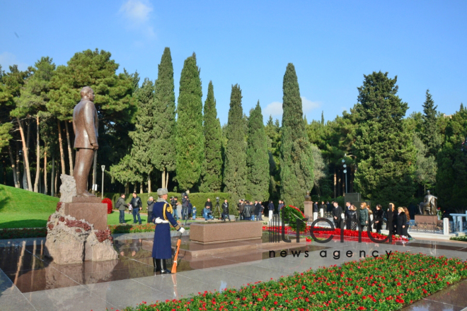 Azerbaijani public reveres memory of great leader Heydar Aliyev.Azerbaijan Baku 12 december 2019

