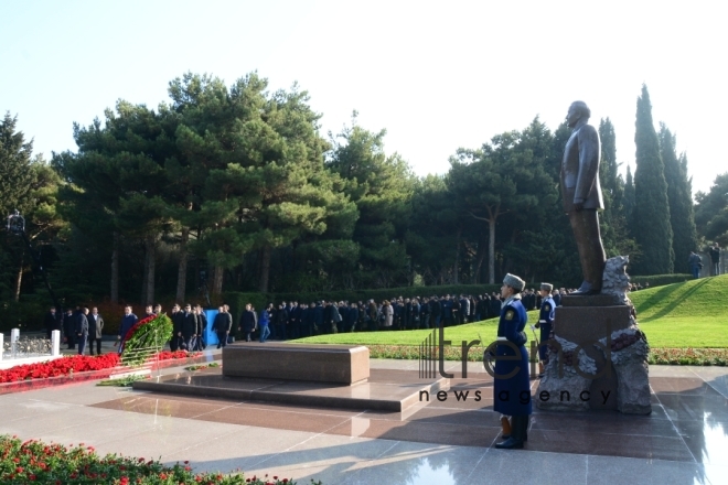 Azerbaijani public reveres memory of great leader Heydar Aliyev.Azerbaijan Baku 12 december 2019

