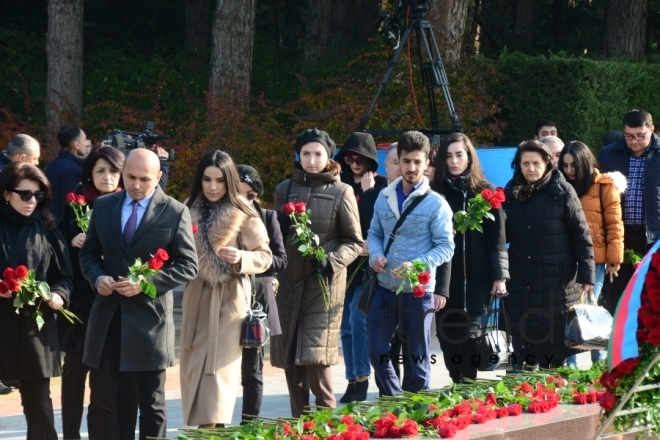 Azerbaijani public reveres memory of great leader Heydar Aliyev.Azerbaijan Baku 12 december 2019

