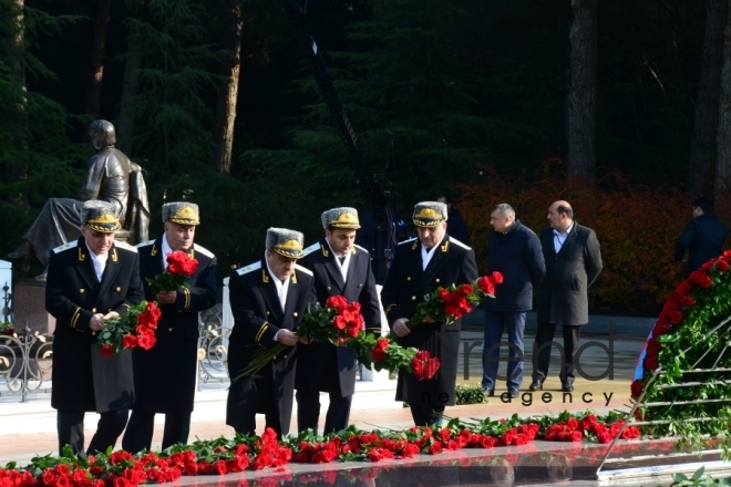 Azerbaijani public reveres memory of great leader Heydar Aliyev.Azerbaijan Baku 12 december 2019

