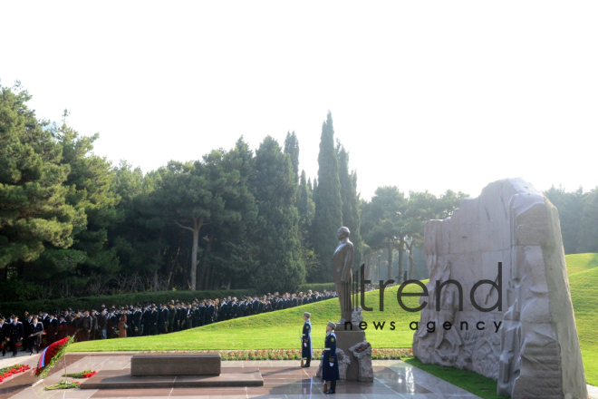 Azerbaijani public reveres memory of great leader Heydar Aliyev.Azerbaijan Baku 12 december 2019

