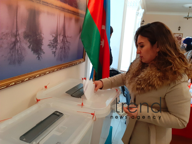 Azerbaijani people voting in parliamentary elections.Azerbaijan Baku 9 February 2020
