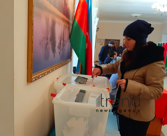 Azerbaijani people voting in parliamentary elections.Azerbaijan Baku 9 February 2020
