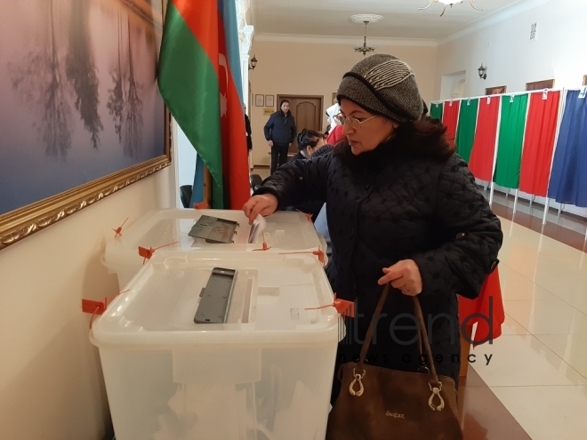 Azerbaijani people voting in parliamentary elections.Azerbaijan Baku 9 February 2020
