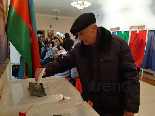 Azerbaijani people voting in parliamentary elections.Azerbaijan Baku 9 February 2020
